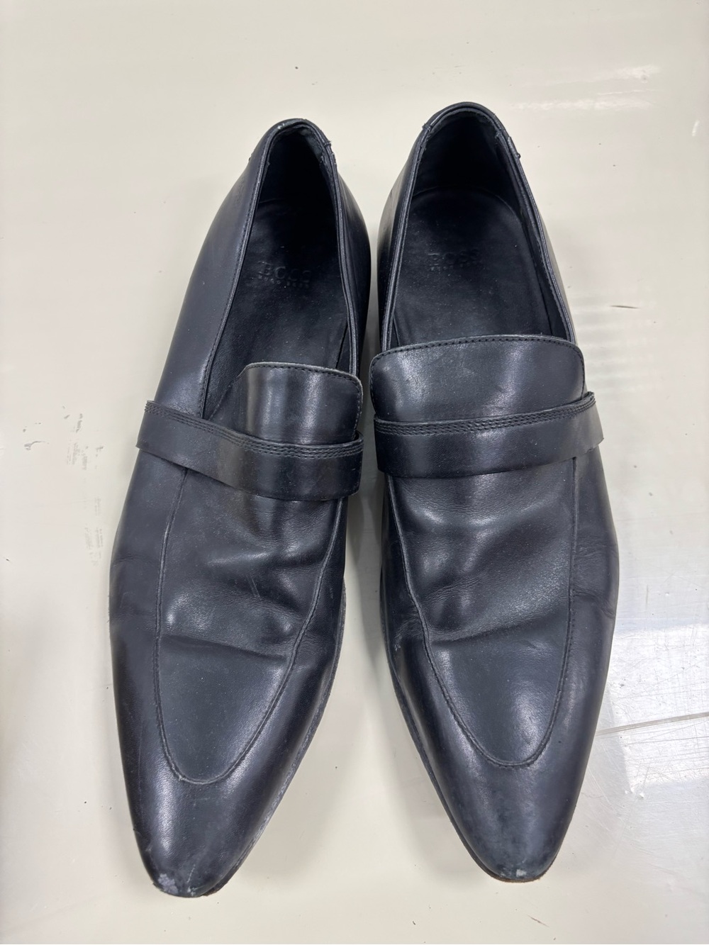 Boss Black Leather Penny Loafers